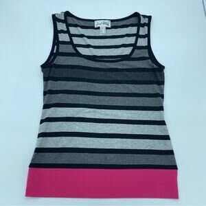 Joseph Ribkoff Top Women's 8 Gray Pink Black Striped Mobwife